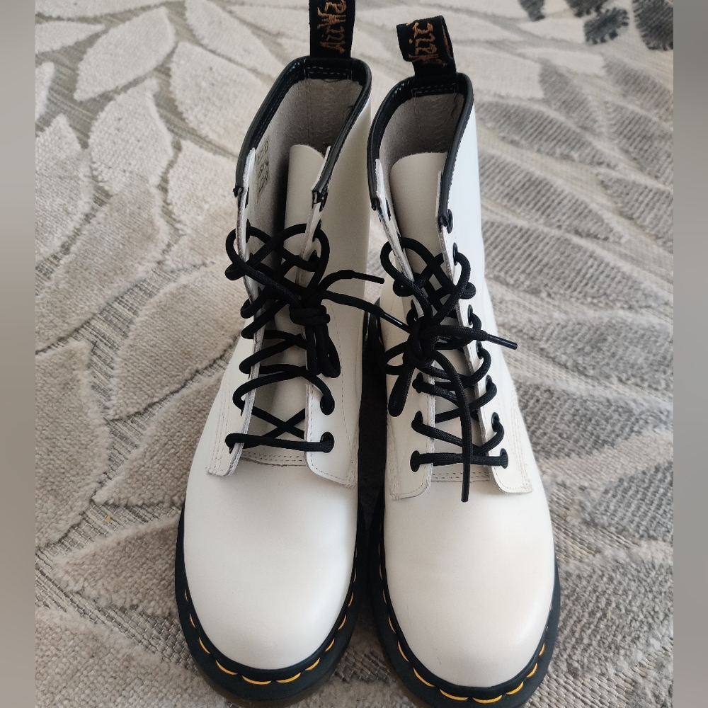 Dr. Martens Air Wair White and Black Women's Combat Boots